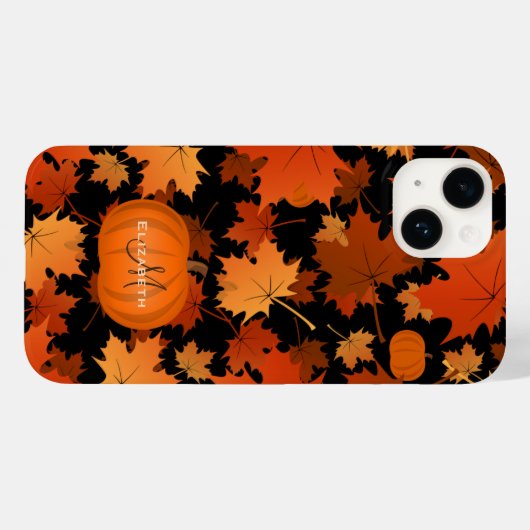 Monogram herfst esdoorbladeren en pompoenen Case-Mate iPhone case (Achterkant (horizontaal))