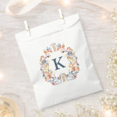 Monogram Herfst Geel, Oranje Blauw Floral Bedankzakje (Geknipt)