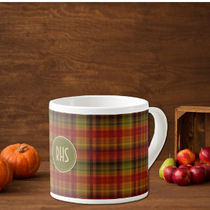 Monogram, herfst geruit patroon 6oz espressokop espresso kop