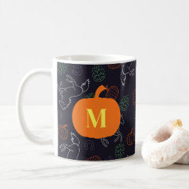 Monogram herfst Halloween Paard Patroon Koffiemok