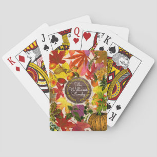 Monogram Herfst herfst Leidt Collage  Hout Pokerkaarten