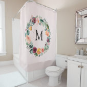 Monogram Herfst Herfst Roos Bloemenkrans Douchegordijn (In situ)