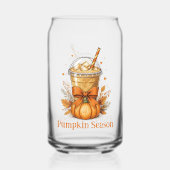 Monogram Herfst Herfstpompoen Iced Coffee Latte Blikvorm Glas (Achterkant)