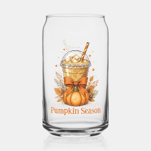 Monogram Herfst Herfstpompoen Iced Coffee Latte Blikvorm Glas (Achterkant)