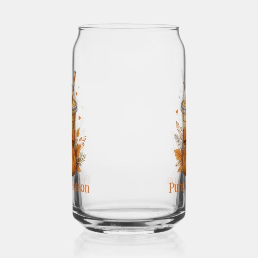 Monogram Herfst Herfstpompoen Iced Coffee Latte Blikvorm Glas (Rechts)