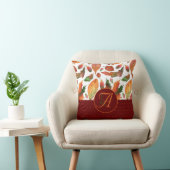 Monogram herfst laat Herfst diep rood decor Kussen (Stoel)
