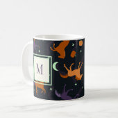 Monogram herfst nacht Halloween Paard Patroon Koffiemok (Voorkant links)