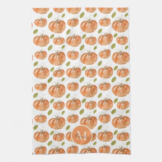 Monogram Herfst pompoen patch Theedoek (Verticaal)