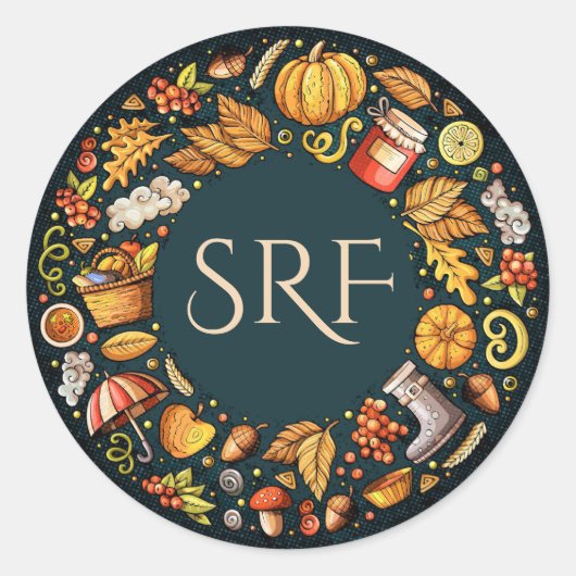Monogram Herfst Seizoen Sticker (Voorkant)
