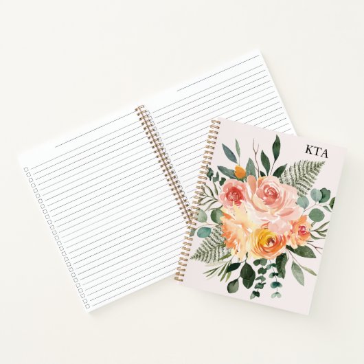 Monogram Herfst Waterverf Rustiek Roze Te Doen Lij Notitieboek (Binnen)