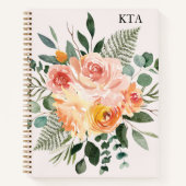 Monogram Herfst Waterverf Rustiek Roze Te Doen Lij Notitieboek (Voorkant)