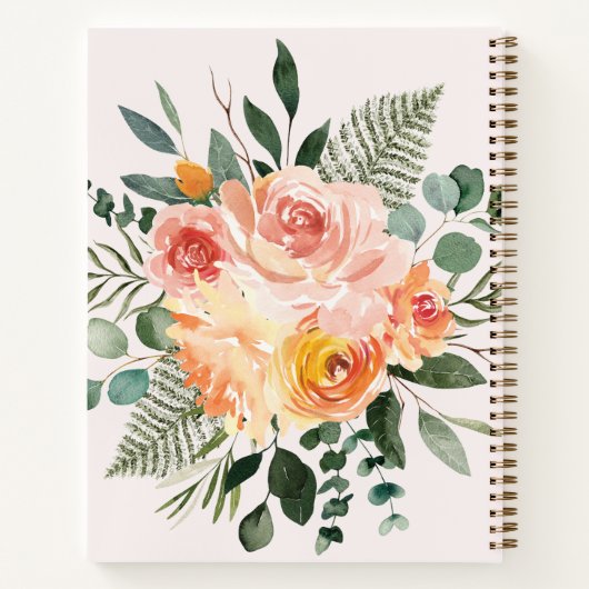 Monogram Herfst Waterverf Rustiek Roze Te Doen Lij Notitieboek (Achterkant)