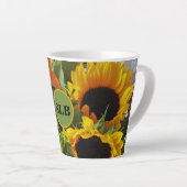 Monogram herfst zonnebloemen Foto print 12oz Latte Mok (Rechterhoek)