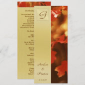 Monogram Herfstblad Huwelijksprogramma Uitnodiging (Voorkant / Achterkant)