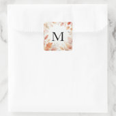 Monogram herfstbladeren aquarel pastel kleur vierkante sticker (Tas)