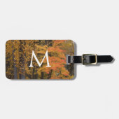 Monogram Herfstbladeren Bomen Bagagelabel (Voorkant horizontaal)