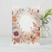Monogram herfstbladeren en bloemen aquarel kaart (Staand voorkant)