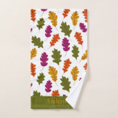 Monogram herfstbladeren herfstkleuren groen geel bad handdoek (Handdoek)
