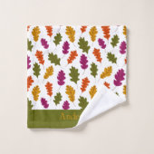 Monogram herfstbladeren herfstkleuren groen geel bad handdoek (Wasdoekje)
