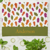 Monogram Herfstbladeren Herfstkleuren Groen Geel Theedoek (Gevouwen)