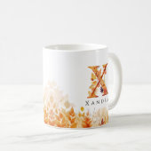 Monogram herfstbladeren letter X Koffiemok (Voorkant rechts)