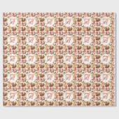 Monogram herfstbladeren vallen oranje groene decor cadeaupapier (Vlak)