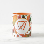 Monogram herfstbladeren vallen oranje groene decor mok (Midden)