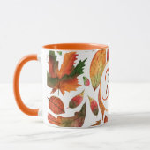 Monogram herfstbladeren vallen oranje groene decor mok (Links)