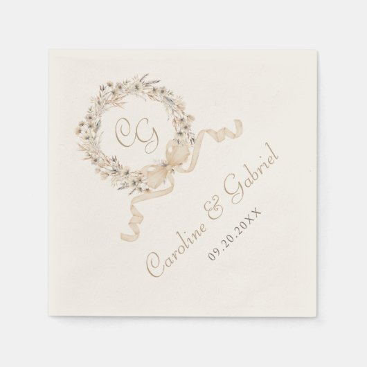 Monogram herfstbruiloft servet (Voorkant)