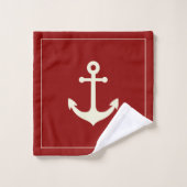 Monogram Heritage Scheepsanker Bourgondië Ivoor Bad Handdoek (Wasdoekje)
