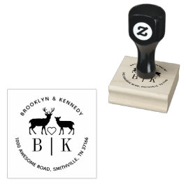 Monogram Hert Trouwkoppel Naam Retouradres Rubberstempel