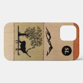 Monogram Herten Silhouet Apple iPhone 12 Hoesje (Achterkant (horizontaal))