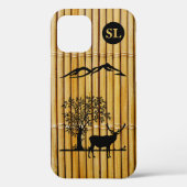 Monogram Herten Silhouet Apple iPhone 12 Hoesje (Achterkant)