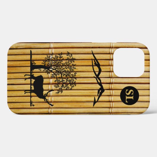 Monogram Herten Silhouet Apple iPhone 12 Hoesje (Achterkant (horizontaal))