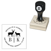 Monogram Hertentrouw Koppel Naam Retouradres Rubberstempel (Gestempeld)