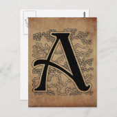  monogram het Schrijven A Manuscript Briefkaart (Voorkant / Achterkant)