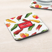 Monogram hete chilipepers bier onderzetter (Linkerzijde)