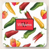 Monogram hete chilipepers bier onderzetter (Voorkant)