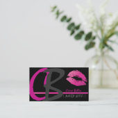 Monogram, hete roze lippen visitekaartje (Staand voorkant)