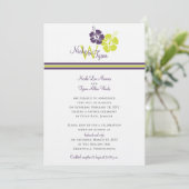 Monogram Hibiscus Bloem Bruiloft Kaart (Staand voorkant)