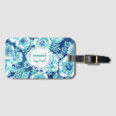 Monogram HIBISCUS BOUNTY Blue Tropical Hawaiian Bagagelabel (Voorkant (horizontaal))