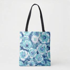 Monogram HIBISCUS BOUNTY Blue Tropical Hawaiian Tote Bag