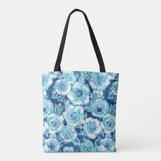 Monogram HIBISCUS BOUNTY Blue Tropical Hawaiian Tote Bag (Achterkant)