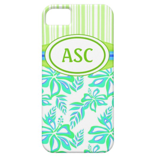 Monogram Hibiscus Flower iPhone 5 Hoesje (Achterkant)