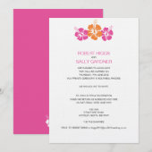 Monogram Hibiscus Flower Wedding Kaart (Voorkant / Achterkant)