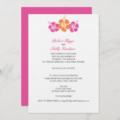 Monogram Hibiscus Flower Wedding Kaart (Voorkant / Achterkant)