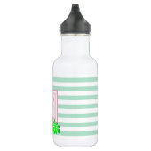 Monogram, Hibiscus op Stripes-Personalized Waterfles (Rechts)
