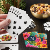 Monogram hibiscus van tropische bloem pokerkaarten (Insitu)