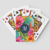 Monogram hibiscus van tropische bloem pokerkaarten (Achterkant)