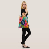 Monogram hibiscus van tropische bloem tote bag (Op model)